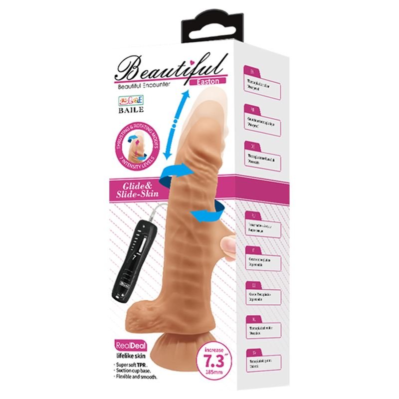 VIBRADOR ROTADOR REALISTICO EASTON PELLIZCABLE 19CM X 4 CM - Imagen 11
