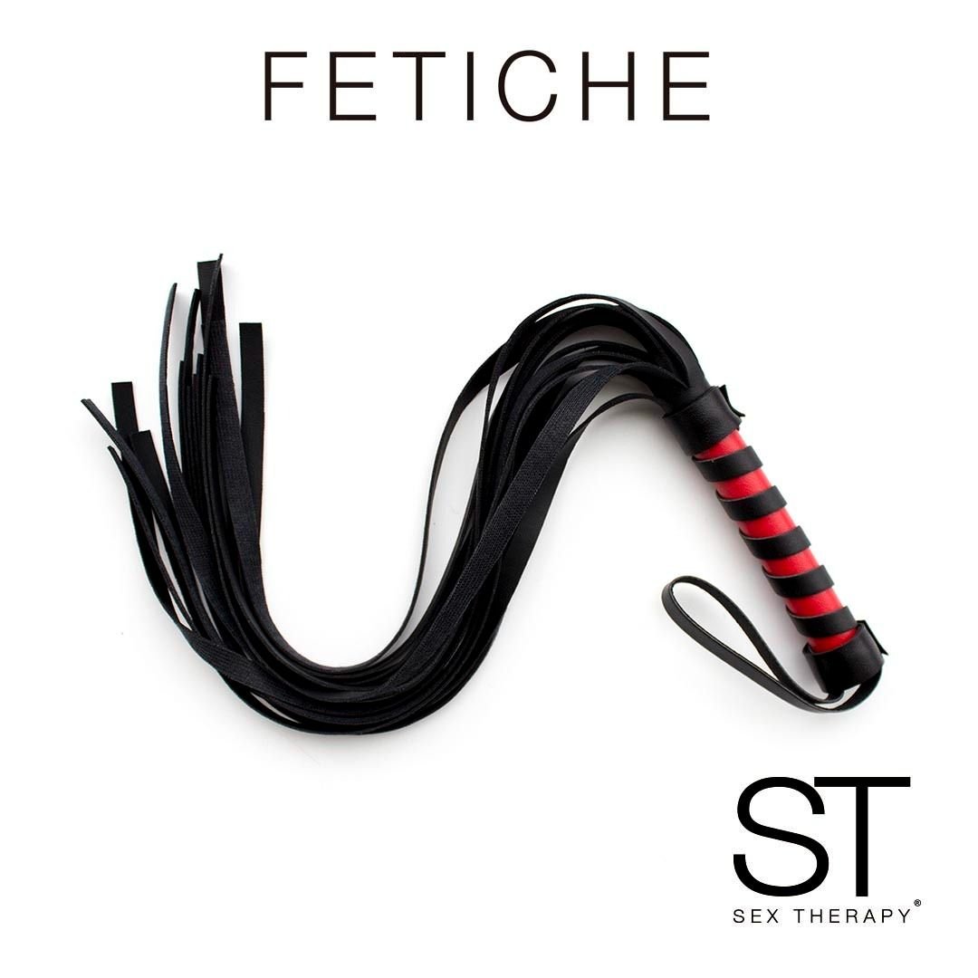 Látigo 35 cm ecocuero rojo y negro