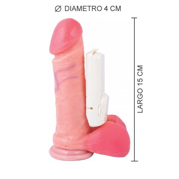 Vibrador Realistico con sopapa y testículos 15 cm x 4 de ancho