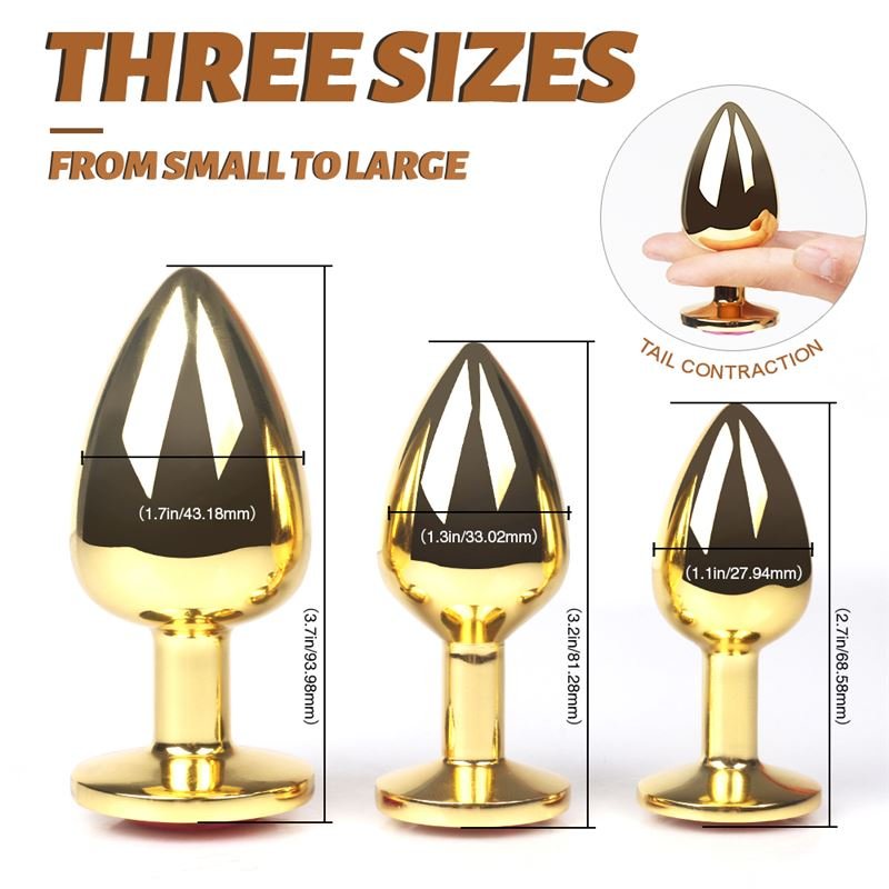 Plug Anal Metalico Set 3 Piezas Dorado