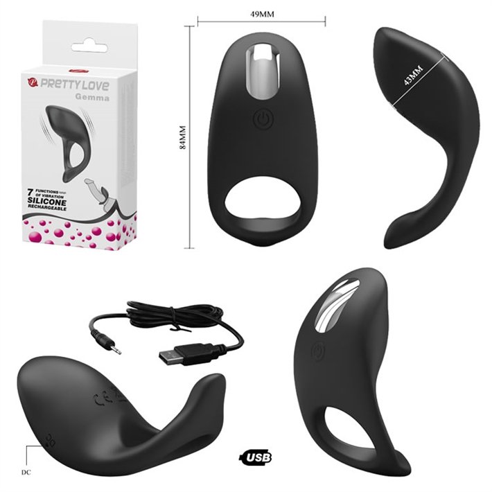 Anillo vibrador con carga USB Gemma