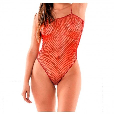 Body de Red Elastizada Rojo Malena .-