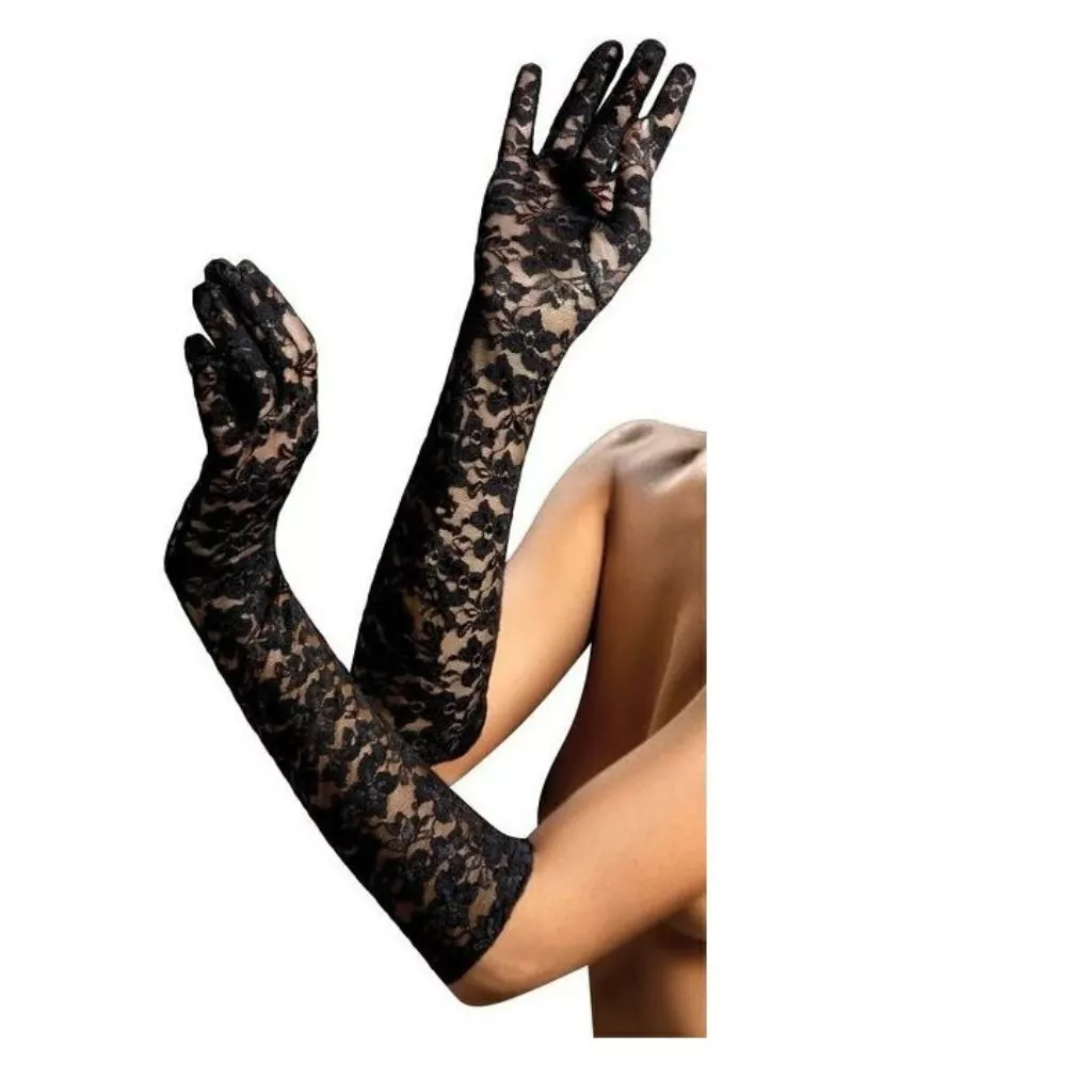Guantes de encaje Sexy Eden Negro .-