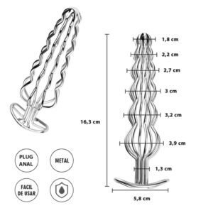 El Plug anal metálico hueco de seis bolas 17 cm