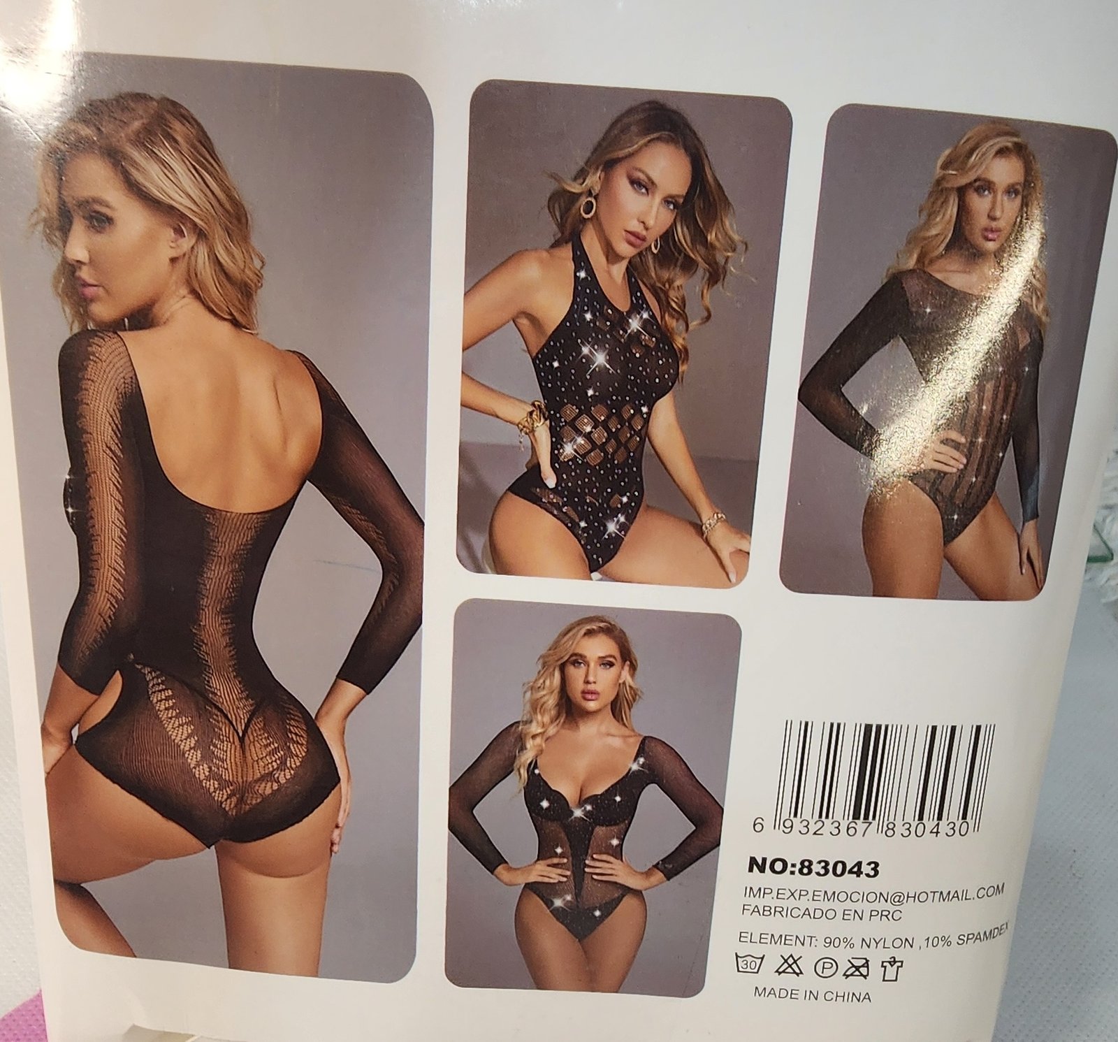 Body Sexy con mangas lycra con brillos 83043 .- - Imagen 3