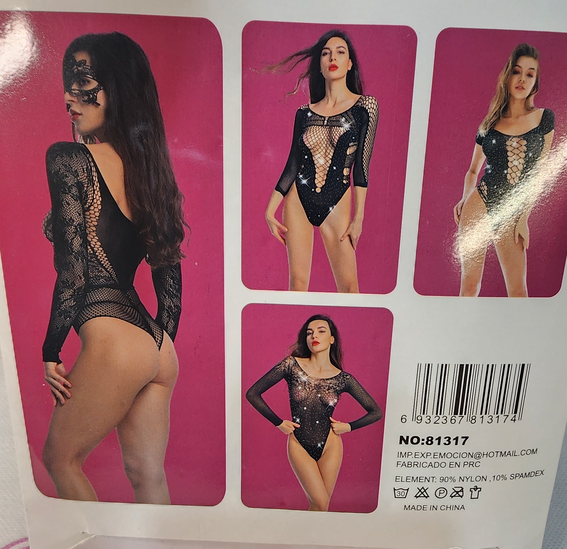 Body Sexy con Mangas, Lycracon brillos 81317 .- - Imagen 2