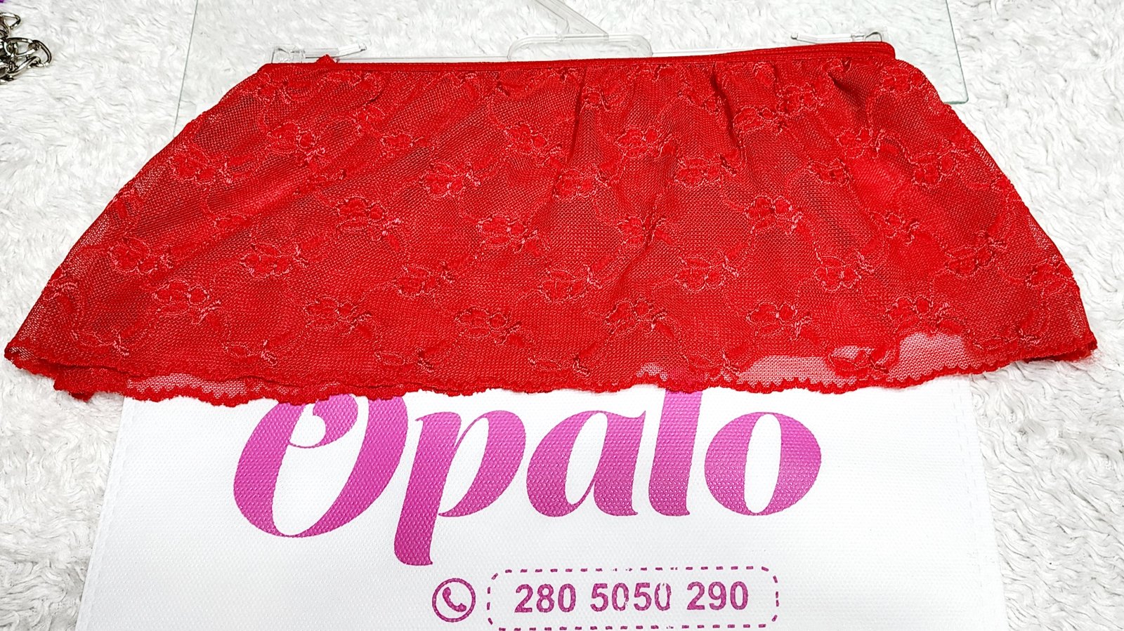 Pollera Tul Bordado Rojo .- - Imagen 2