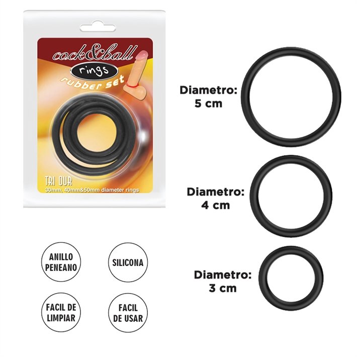 Anillos de goma para pene kit x 3