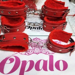 Esposas de cuero y peluche Rojas