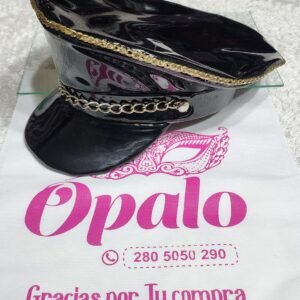 Gorra sexy de charol con cadena