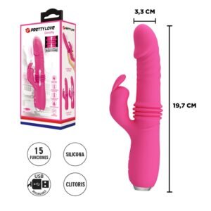 Vibrador con movimiento y estimulador de clitoris y varias velocidades USB