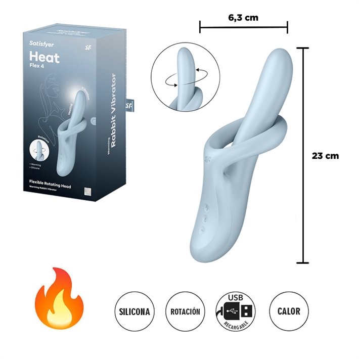 Vibrador con efecto calor y Flexible con 2 Motores