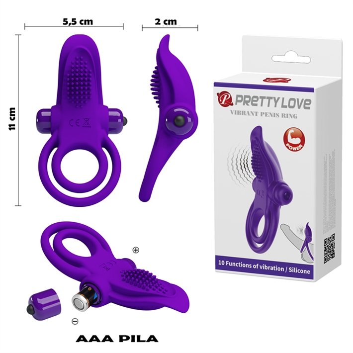 Anillo Pretty Love Violeta lengua con Vibro