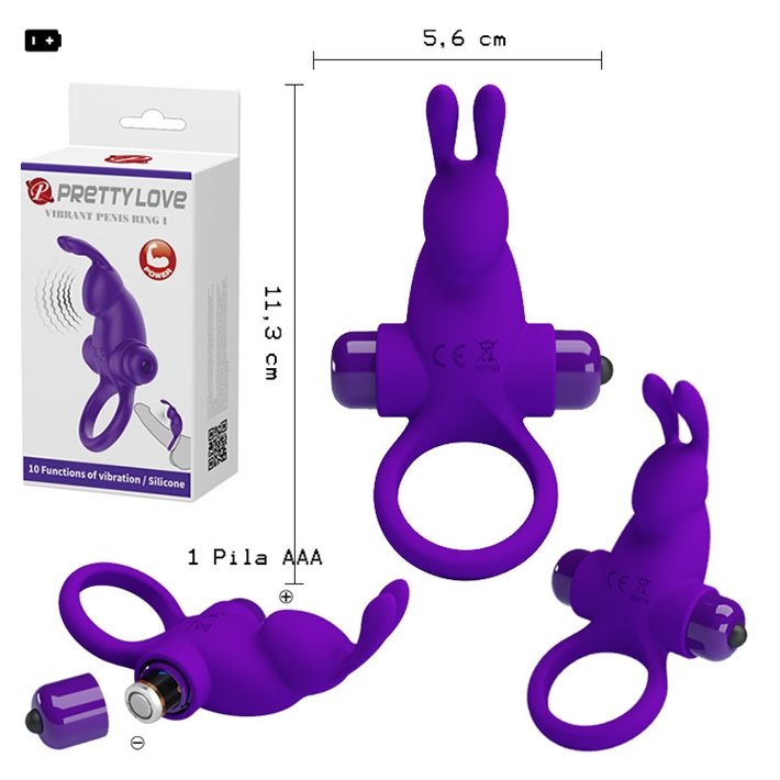 Anillo con potente vibrador conejo