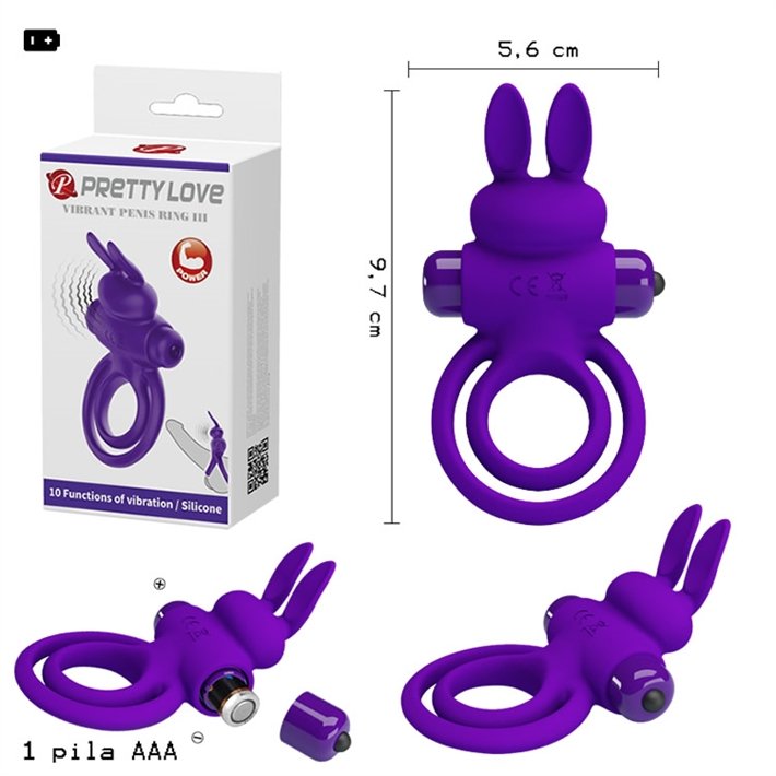 PRETTY LOVE BUNNY COCK RING 2. Anillo con vibro