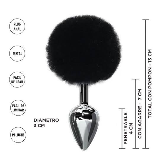 Plug Anal Metalico con Cola Conejo Mediano