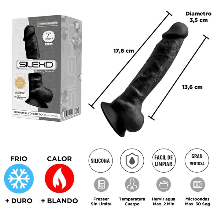 Dildo Negro Premium Real Skin Model 1 con ventosa de 18 c