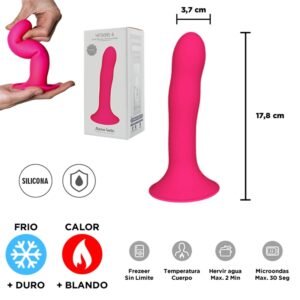 HITSENS 4 - Dildo Termoreactivo de Silicona de Doble Densidad (Color Rosa Fuerte)