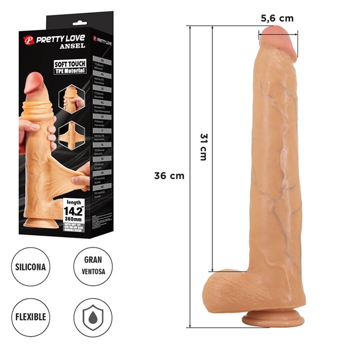 CONSOLADOR REALISTA PELLIZCABLE CON VENTOSA-Dildo Ansel Slide-35cm